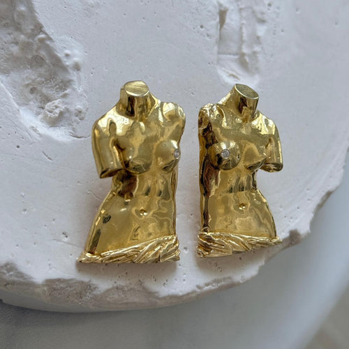 მოოქროვილი ვერცხლის სამკაული; ვენერა მილოსელი ; სუფთა ვერცხლის ხელნაკეთი საყურე