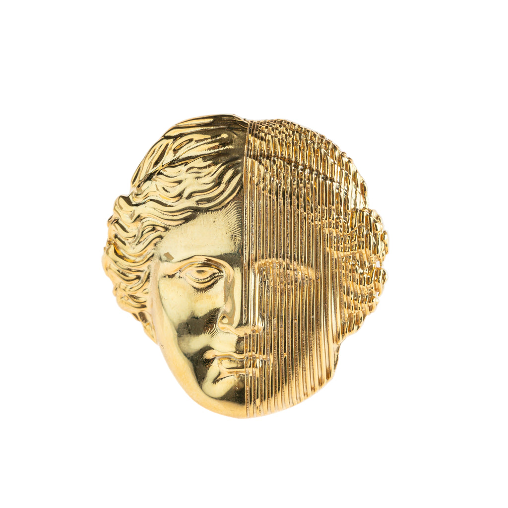 "IMAGINREALITY" - მოოქროვილი ვერცხლის სკულფტურული ბეჭედი